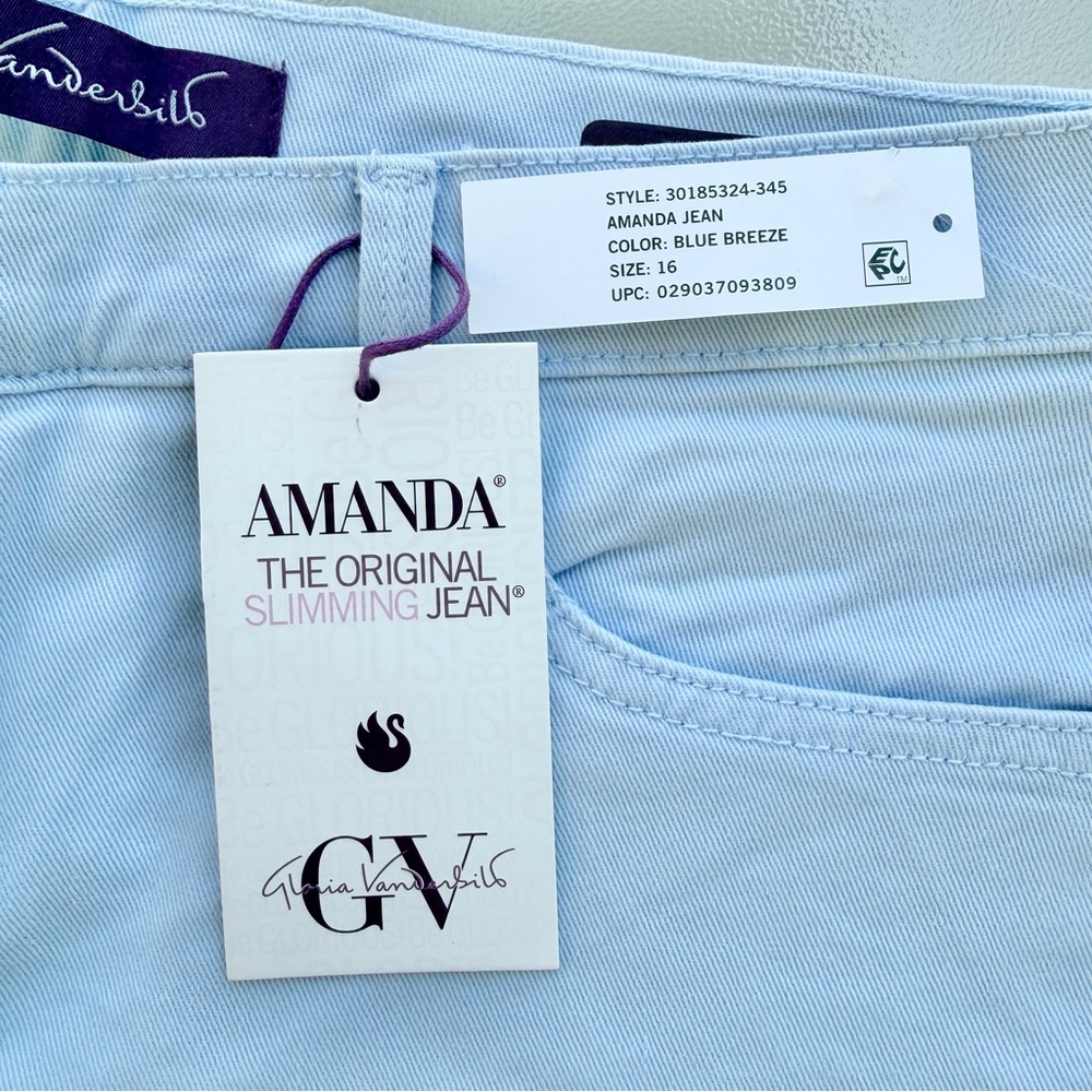 Gloria Vanderbilt Amanda Blue Breeze Tapered Leg Stretch Jeans ~ Women’s 16 - Picture 6 of 10